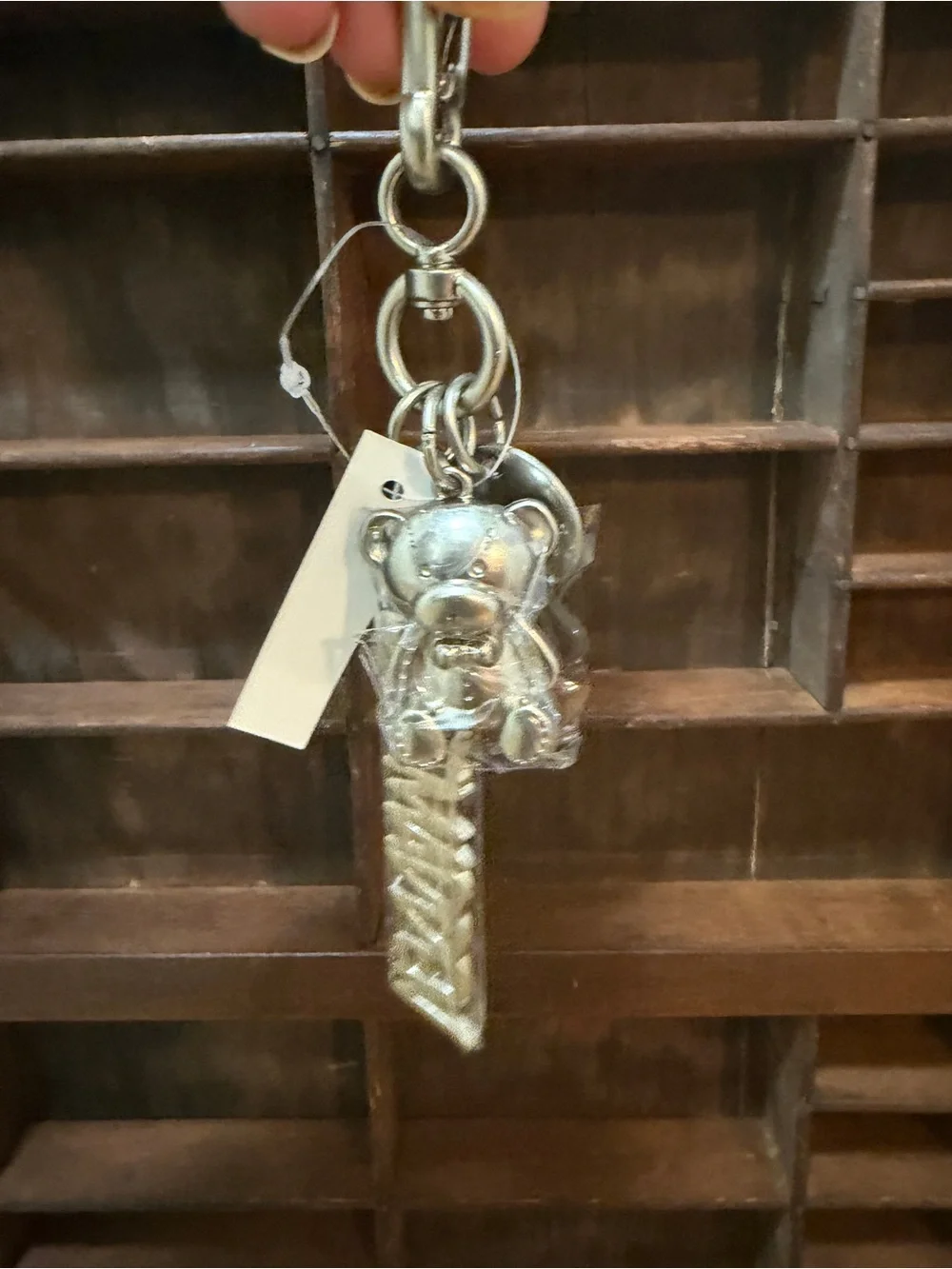 NWT Silver Tone Teddy Bear Steve Madden Keychain